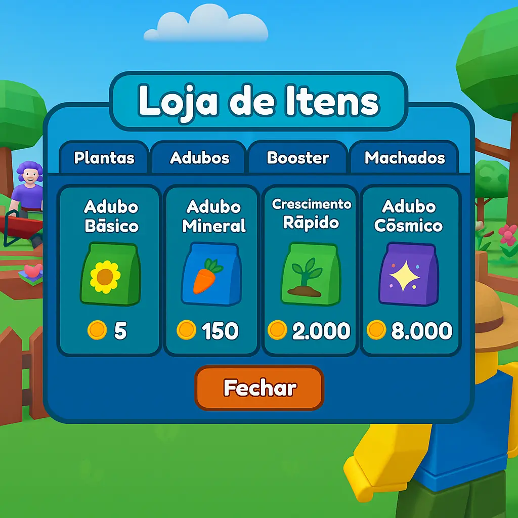 Loja de itens em Grow a Garden